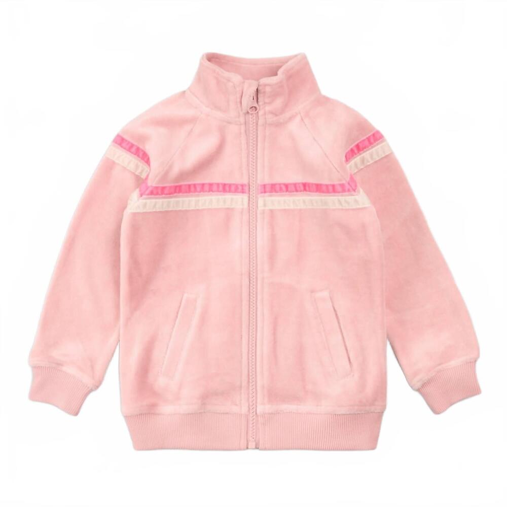 NEW MILES THE LABEL girl's velour track jacket in miles pink